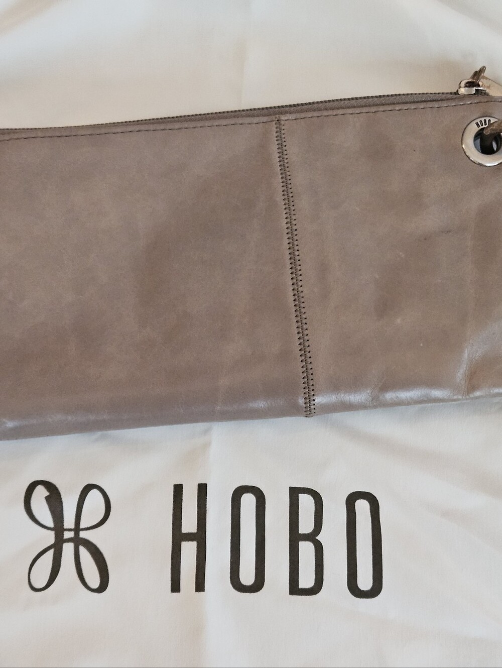 HOBO Taupe Leather Wristlet Clutch